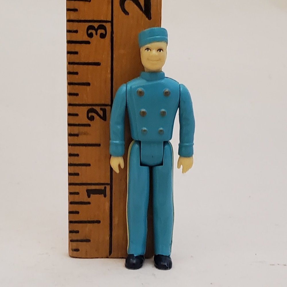1:24 G Scale Train Conductor - Vintage Blue with Articulated Arms and Legs